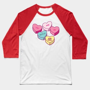 Conversation Love Hearts You and Me Netflix and Chill Baseball T-Shirt